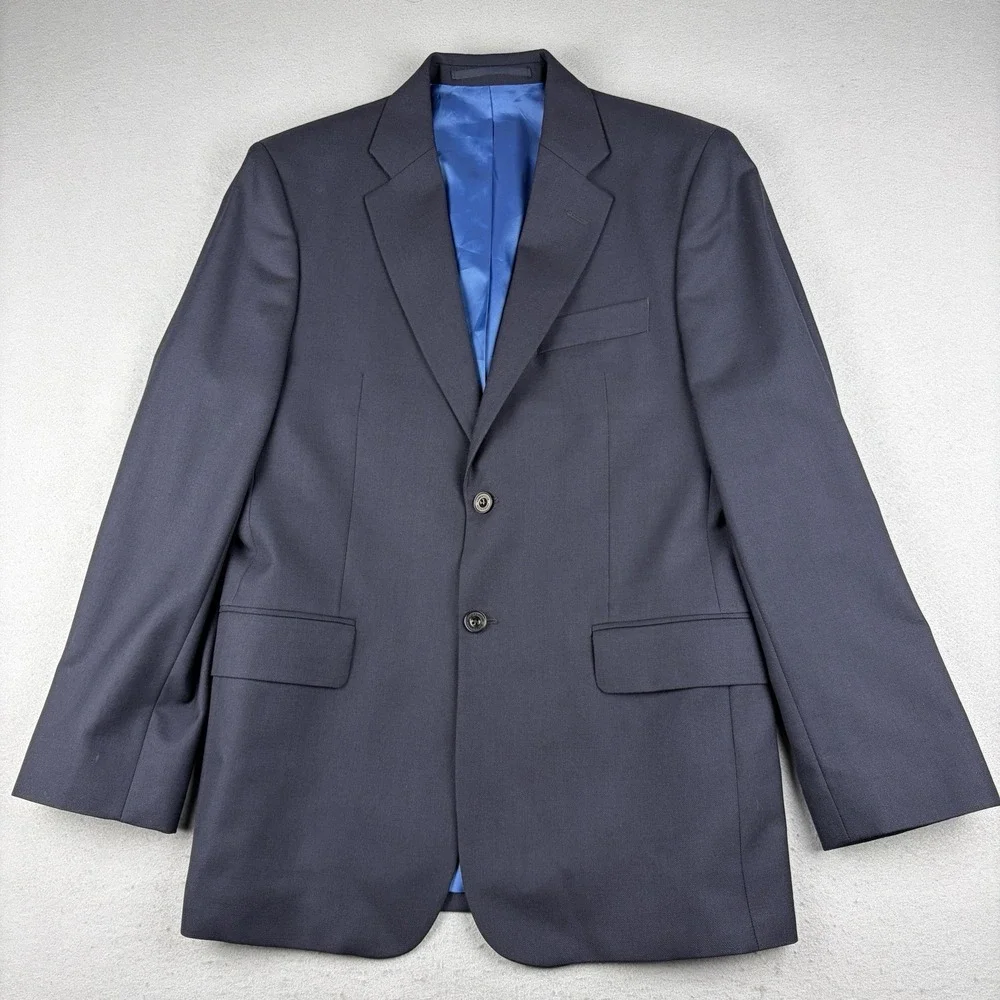 Harvie & Hudson Wool Blazer Men's 40R Navy Fine Worsted England